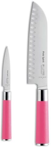F. DICK Pink Spirit Messer-Set 2-tlg. (Officemesser Santoku Messer Klingen 9 cm + 18 cm, Küchenmesser aus hochlegiertem Edelstahl, Klinge lasergeprüft, X55CrMo14 Stahl, Griff Kunststoff) 8 1797 000-79 | 9 cm + 18 cm, Küchenmesser aus hochlegiertem Edelstahl, Klinge lasergeprüft, X55CrMo14 Stahl, Griff Kunststoff) 8 1797 000-79