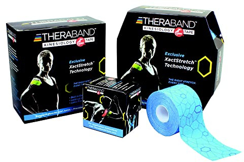 Theraband Kinesiology Tape, Waterproof Physio Tape for Pain Relief, Muscle & Joint Support, Standard Roll, 5.1cm x 31.5m Bulk Roll, Blue