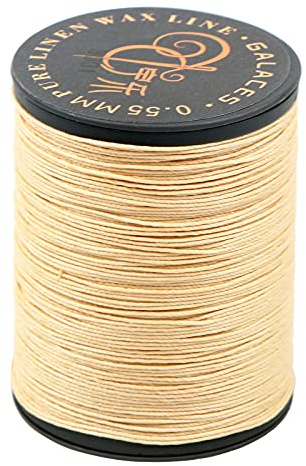 FANDOL 100% natürlicher Leinenfaden, gewachst, für Buchbing, Ledernähen, Perlenstickerei oder Makramee (Beige)