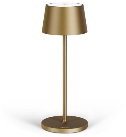 Stilosa 3 XL - Dimmbare LED Akku-Tischlampe IP54 Indoor & Outdoor - Aufladbar - Warme Lichtfarbe - Designer Tischleuchte mit USB-C Port - Dunkles Gold