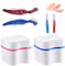 2 étuis Étui pour prothèses dentaires, 4 brosses Brosse de nettoyage pour prothèses dentaires, Boîte de rangement pour prothèses dentaires, Kit d'entretien, pour l'entretien des prothèses dentaires