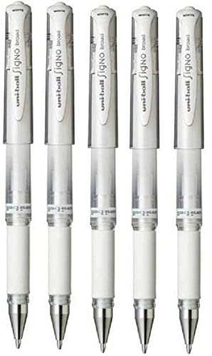 uni-ball Impact Gel-Kugelschreiber, breite Spitze, Weiß, 5 Stück