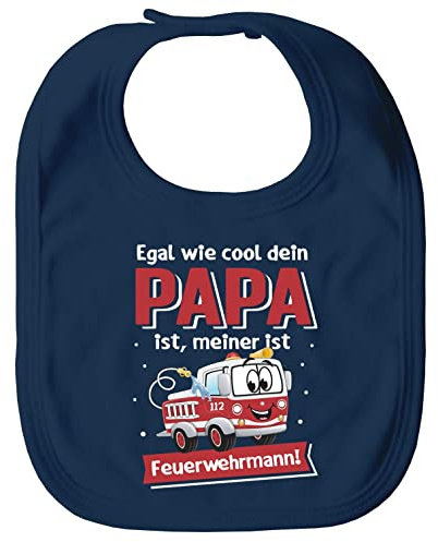 MoonWorks® Baby Lätzchen groß Egal wie cool deinen Papa ist, meiner ist Feuerwehrmann Feuerwehrauto Babylatz