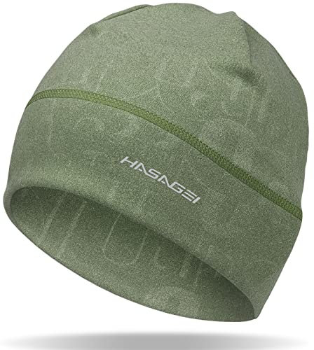 HASAGEI Laufmütze Herren Damen, Winter Mütze Unisex, Weich Elastisch Sportmütze, Winddichte Prägung Fahrrad Mütze Thermo Wintermütze Geeignet für Frühling Herbst und Winter (Grün)