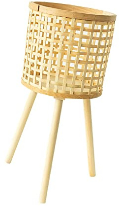 Colcolo Macetero Tejido de bambú, con Patas de Madera para apartamento con balcón, Medio