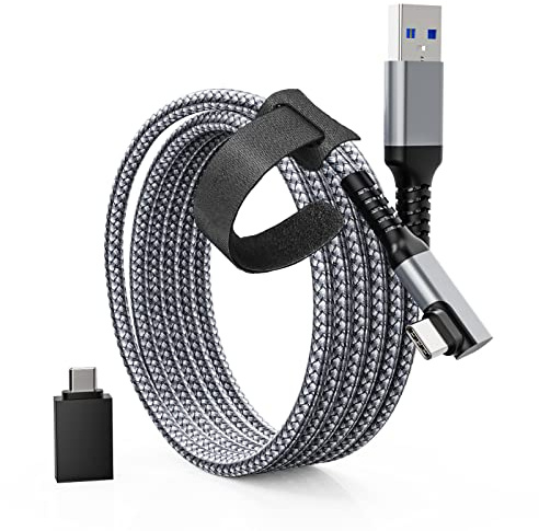 Cable de Enlace Tiergrade 3M Compatible con Quest2 / Pico 4, Accesorios de Cable USB A a C con Transferencia de Datos de 5 Gbps, Cable USB3.0 Trenzado de Nylon para Auriculares VR y PC para Juegos
