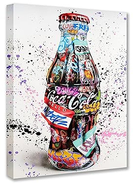 Walarky Banksy Graffiti-Dekor,klassische Straßenkunst-Gemälde,Cola-Flasche, Wandkunst, Bilder, buntes Gekritzel-Kunstwerk, 1Stück, Schlafzimmer, nordische Heimdekoration, gerahmt,fertig zum Aufhängen