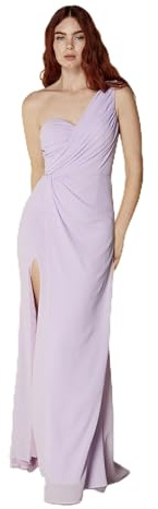 Jarlo London Olani - Maxi Abito Monospalla a Coda di Pesce con Dettaglio Corpetto Increspato, Chiffon Lilla, Taglia 42, Chiffon Lilla, 42