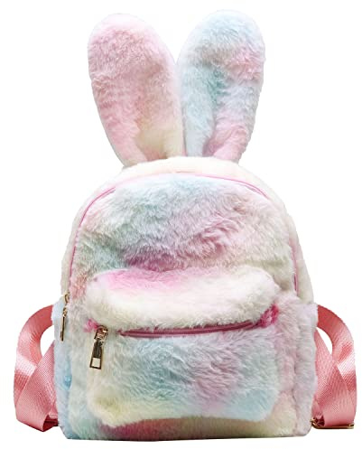 Jywmsc Niedliche Bunny-Rucksäcke für Mädchen, Damen niedlich Kaninchenohren Rucksack Flauschige Umhängetasche Schultasche Satchel