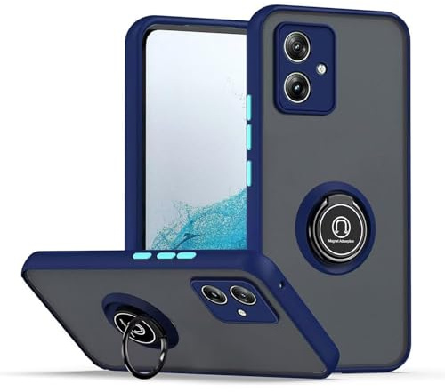 HONLEN Funda para Motorola Moto g14 (6.5 Inches), Carcasa para Teléfono Móvil de Silicona Mate Transparente con Soporte de Anillo - Azul Real