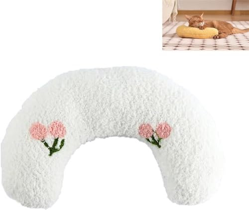 EXQST U-förmiges Haustier Beruhigungskissen für Hunde Katze Hund Angst Kissen Haustier Memory Foam Pillow Support Pillow Soft Fluffy Cute U Shaped Calming Pet Neck Pillow