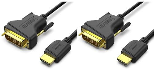 BENFEI HDMI to DVI Cable 1.8m Bi Directional DVI-D 24+1 Male to HDMI Male High Speed Adapter Cable Support 1080P Full HD Compatible for Raspberry Pi, Roku, Xbox One, PS4 PS3 (Pack of 2)