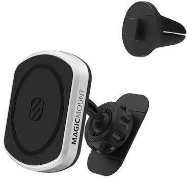 Scosche MP2DVM MagicMount Pro2 Magnetic Cell Phone Holder, Adhesive Car Dashboard Mount with Removable Vent Clip, Hands-Free Phone Stand Compatible with MagSafe, iPhone 16/15/14/13/12 Series and More
