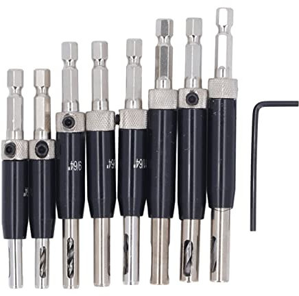 Selbstzentrierendes Scharnierbohrer-Set, Hohe Härte, Robustheit, Doppelseitiges Lochdesign für die Holzbearbeitung von Türfenstern, 35-Stahl-Sechskantschaft, Lagerstahl-Bohrer