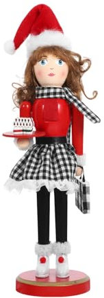 ABOOFAN Christmas Lady Nutcracker: Wooden Baking Nutcracker Figure Ornament Traditional Puppets Xmas Decors for Fireplace Shelf Table Centerpiece