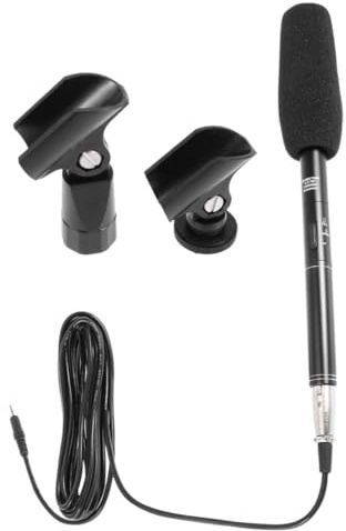 COSMEVIVI Microfono Per Telecamera Registrazione Di Interviste Microfono Portatile Ampia Compatibilità Miglioramento Della Sensibilità Nero