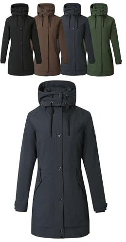 Covalliero - Damen Parka | Reitjacke mit Reitschlitz | warme Übergangsjacke mit hohem Kragen & 5 Taschen | wasserabweisende Winterjacke | Reitbekleidung in Dark Navy | Größe L