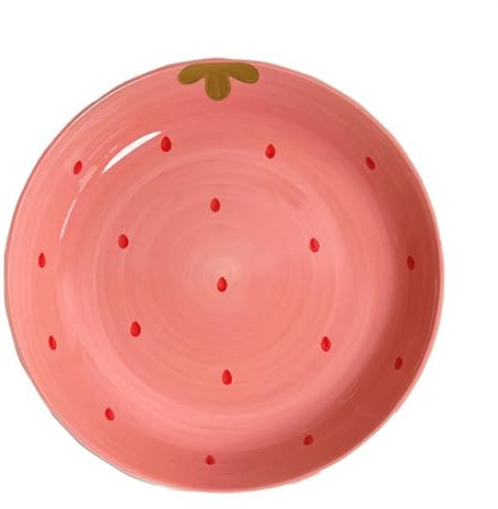 zhuyanbo007 Essteller, 20,3 cm großer Keramik-Erdbeerteller, Obstmuster, Speiseteller, Brotteller, Speiseteller mit Erdbeermuster, feines Keramikgeschirr,Geschirr