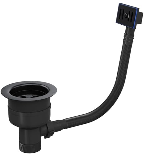 Liquida TFO739MB TOP-FIX 90mm Matt Black Basket Strainer Waste with Overflow