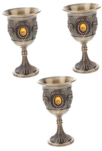 XINCXIN Vintage Kommunionbecher, 3 Stück, Weinglas, Schreibtischaufsatz, Weinkelch, Cocktailgläser, Martini-Becher, Weinbecher im europäischen Stil, Mini-Weinhalter, Glasbecher