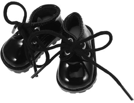 ROMISBABA Puppenschuhe Für Mädchen Miniatur 5,5x2,6cm Aus Abriebfestem Material Schwarz Glänzend Puppenhaus Dekoration Spielzeug