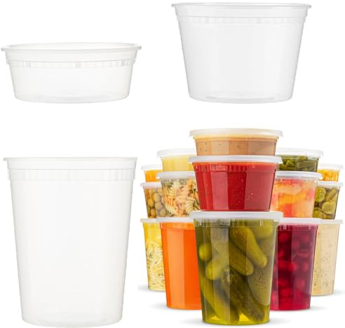 YOYEAH 44 Sets, 8, 16, 32 oz Deli Container, Kunststoffbehälter mit Deckel, Deli Cups & Plastic Containers - BPA-freie, Wiederverwendbar, Dicht, Spülmaschinen, Mikrowelleneeignet und Gefriersicher