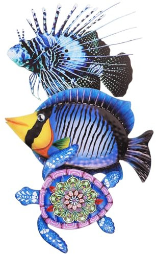 Amosfun Adornos de Pared de Criaturas Oceánicas de Hierro, 3 Piezas, Decoración Marina para Hogar, Adecuado para Sala, Dormitorio u Oficina