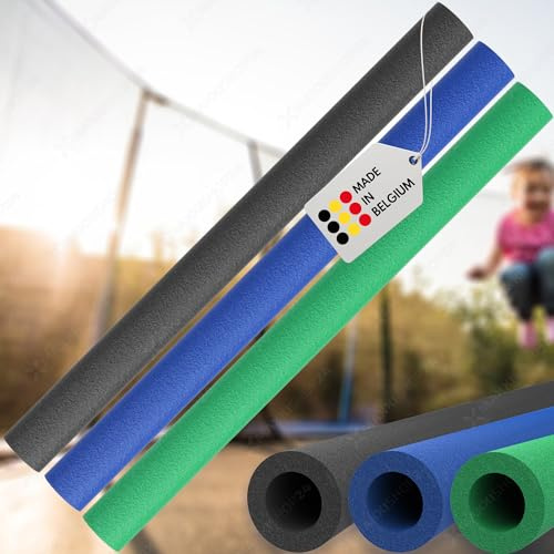 AWM Trampolin Schaumstoff 1000 mm Schaumstoffrohre Schaumstoffpolster Stangenschutz Made in Belgium (4X, Mix - Blau + Grün)