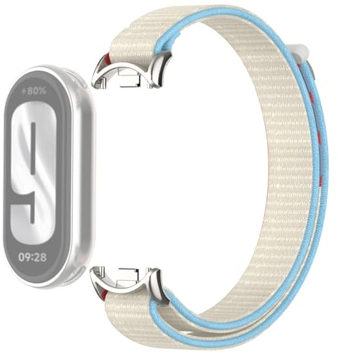 OUTPUTBT Armband med metalladapter för Xiaomi Smart Band 10/9/8 armband i nylonflätat sport för Mi Band 10/9/8 för damer och herrar, MiBand10/9/8, Nylon Rostfritt stål