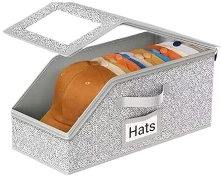 Ancsttu Organizzatore Per Cappelli Da Baseball,Scatola Espositiva Trasparente Contenitore Da 24 Cappelli | Coperchio Trasparente per Organizzazione Armadio e Custodia per Cappellini