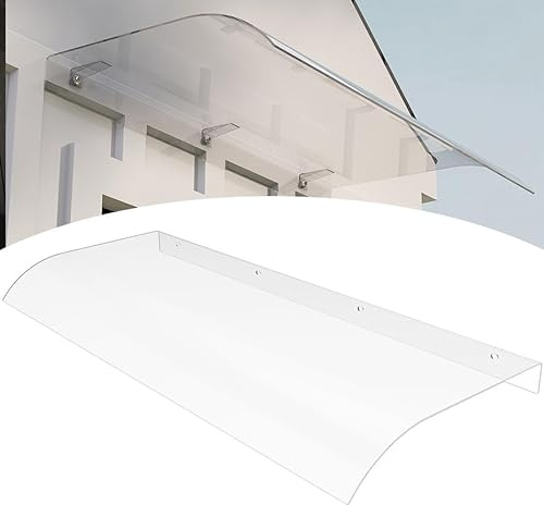 Aufun Vordach Überdachung Haustürvordach, Polycarbonat-Vordach 50x120cm | Transparentes Pultbogenvordach Sonnenschutz Regenschutz Pultvordach Wetterschutz,Rundbogenvordach für Garage Balkon Fenster