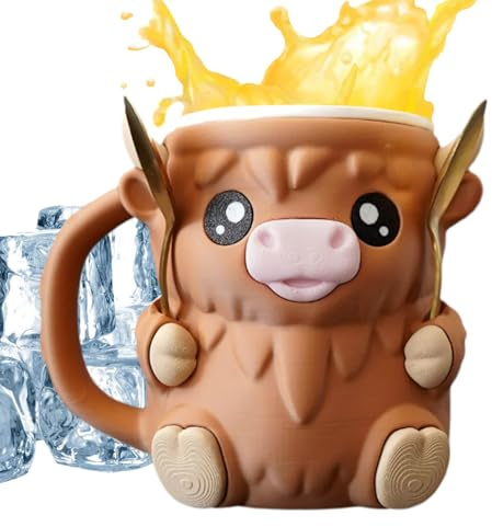Porte-pinte de crème glacée, pot à dessert en forme de vache Highland, tasse de congélation décorative, poignée antigel, récipient à collation réutilisable, pour, maison, voyage, fête, camping