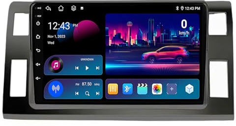 Android 14 Estéreo de coche doble DIN para Toyota Previa 2006-2019, receptor de navegación de pantalla táctil de 9 pulgadas con Bluetooth, manos libres, RDS, SWC y cámara de respaldo