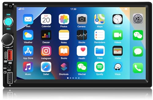 SIXTOP Double Din Car Stereo with Bluetooth 7 Touchscreen Multimedia Player Support Mirror Link, 2 Din Car Radio Head Unit with FM Radio, EQ Audio, SWC, TF/Aux/USB+Type-C Ports