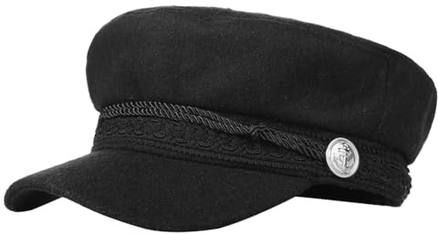 ITODA Chaufförhatt vintage Newsboy kepsar retro platt topp keps klassisk basker keps nyhet taxikaufför kapten seglare hatt fin klänning till jul halloween rollspel temafest, Svart, M