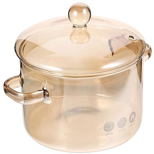 Hoement Pentola da Cucina in Vetro Borosilicato ad Alta Resistenza con Maniglia e Trasparente Resistente Temperature Elevate Versatile per Zuppe Verdure e Pasta in Casa