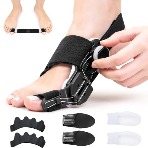 Heypappy Hallux Valgus Korrektur Set,Verstellbarer Hallux Valgus Schiene | 1xZehenspreizer Trainingsband, 4xSilikon Zehenspreizer,2xFünfloch-Zehentrenner,für Tag und Nacht,Unisex