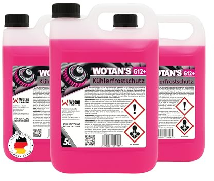 WWotan Solutions Wotan's 15 L Kühlerfrostschutz G12+ Gebrauchsfertig – Silikatfrei, Lila – Frostschutz bis -37°C – Kühlmittel für PKW, LKW & Aluminiumkühler (3 x 5L)