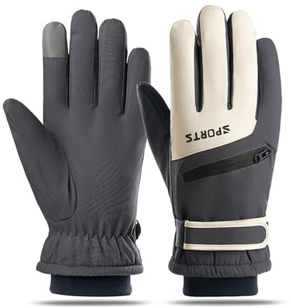 QJDFLL handschuhe laufen damen motorradhandschuhe motorrad winter fitness golfhandschuhe herren laufhandschuhe Fingerlose wasserdicht warme arbeitshandschuhe fussballhandschuhe(Grey,Einheitsgröße)