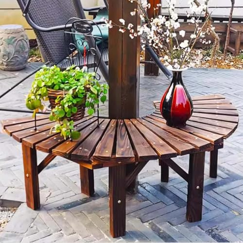 Gaommini Sgabello a fiori curvo Panchina semicircolare per alberi Panchina da giardino | Sedile avvolgente per albero Sedili da patio in legno | Panchine da esterno per mobili da giardino(Half Round)