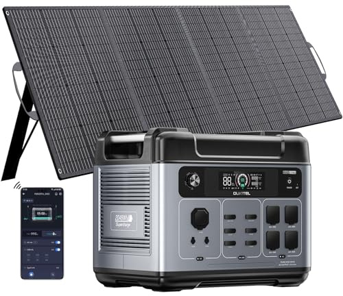 OUKITEL P2001 Pro 3200W Stazione Elettrica Portatile, Batteria LiFePO4 2048Wh, Generatore Solare con 1*200W Pannello, Ricarica Rapida, UPS <10ms, Stazione di Alimentazione per Casa, Campeggio & Camper