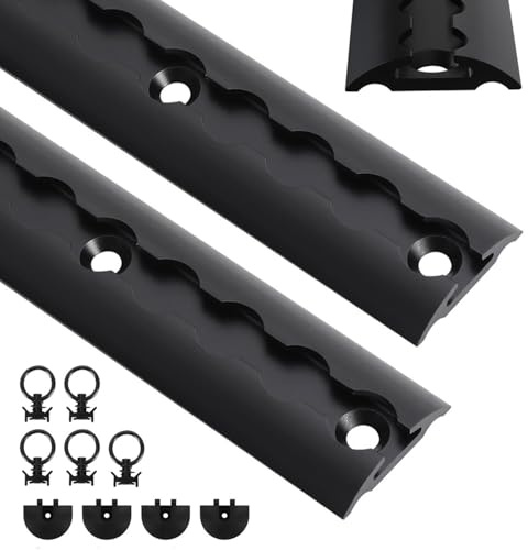Airlineskena aluminium 2 x 1 m, lastskenor halvrund form, anodiserad lastskena med 5 lastöglor och 4 ändlock, hög stabilitet och hållbarhet, för släpvagnar, lastbilar, campare, svart