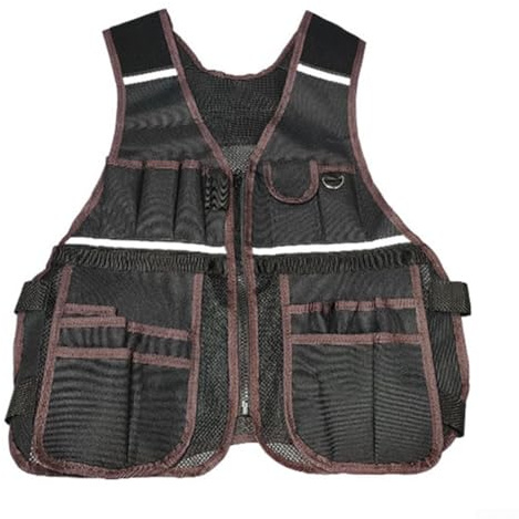 Gilet per attrezzi da elettricista con tasche per falegnami e costruttori, regolabile, in tessuto Oxford 600D, marsupio da lavoro per riparatori di cantieri, nero (A)