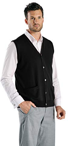 Cashmere Boutique 100% Pure Cashmere Sleeveless Vest Men's Cardigan Sweaters - 2 Front Pockets, Button Down, & V Neck Sweater — Luxury Cashmere for Men