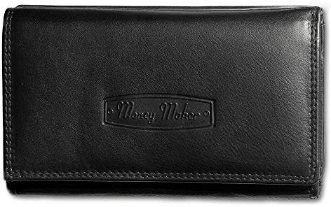 Money Maker Damen Kellnerbörse Geldbörse schwarz Leder 13.5x4x10cm OPJ702S Leder Kellnerbörse