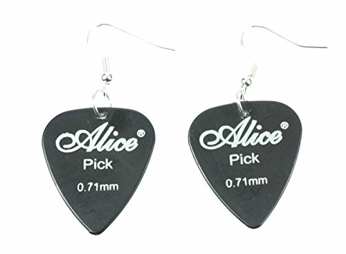 Miniblings Plektrum Plektron Ohrringe Hänger Gitarre schwarz versilbert | In Berlin von Hand montierter Ohrschmuck, in kleiner Serie hergestellt