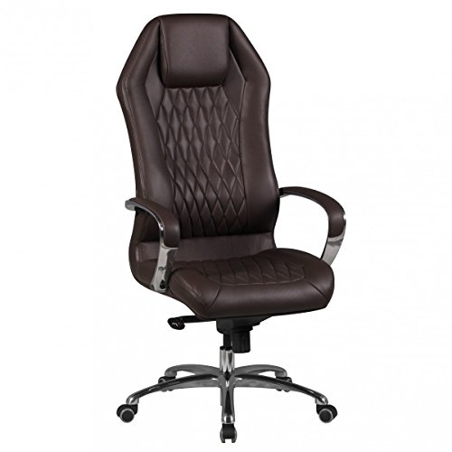 AMSTYLE Bürostuhl Monterey Echt-Leder Braun Schreibtischstuhl 120KG Chefsessel hohe Rückenlehne mit Kopfstütze X-XL
