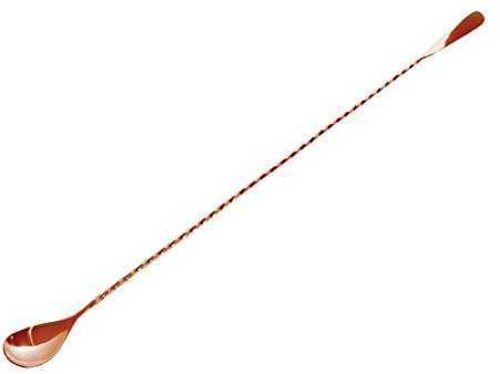 Beaumont Hudson Copper Plated Cocktail Spoon 450mm - Twisted Stem, Stainless Steel, Dishwasher Safe, for Bars and Restaurants | Twisted stem provides secure grip for effortless stirring, whilst dishwasher safe design ensures quick cleanup in busy bars.