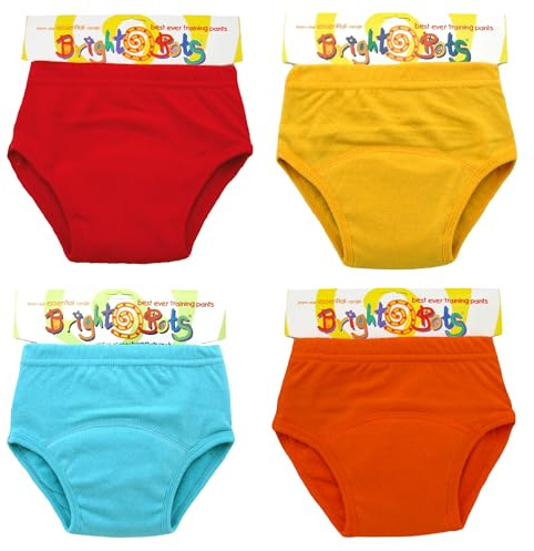Bright Bots Töpfchentrainingshose mit saugfähiger und wasserabweisender Schicht, waschbar, Baumwolle, für Kleinkinder, 4 Stück, Unisex, XL