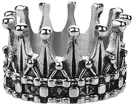PAURO Argento Nero Retro Semplice Re Corona Gotico Motociclista Anello Uomo Acciaio Inossidabile Misura 29
